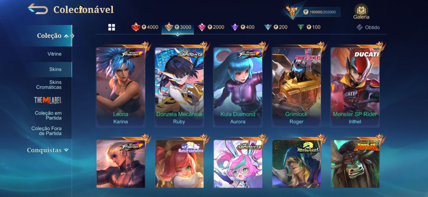 Conta MLBB, skin do alpha legend e muito mais