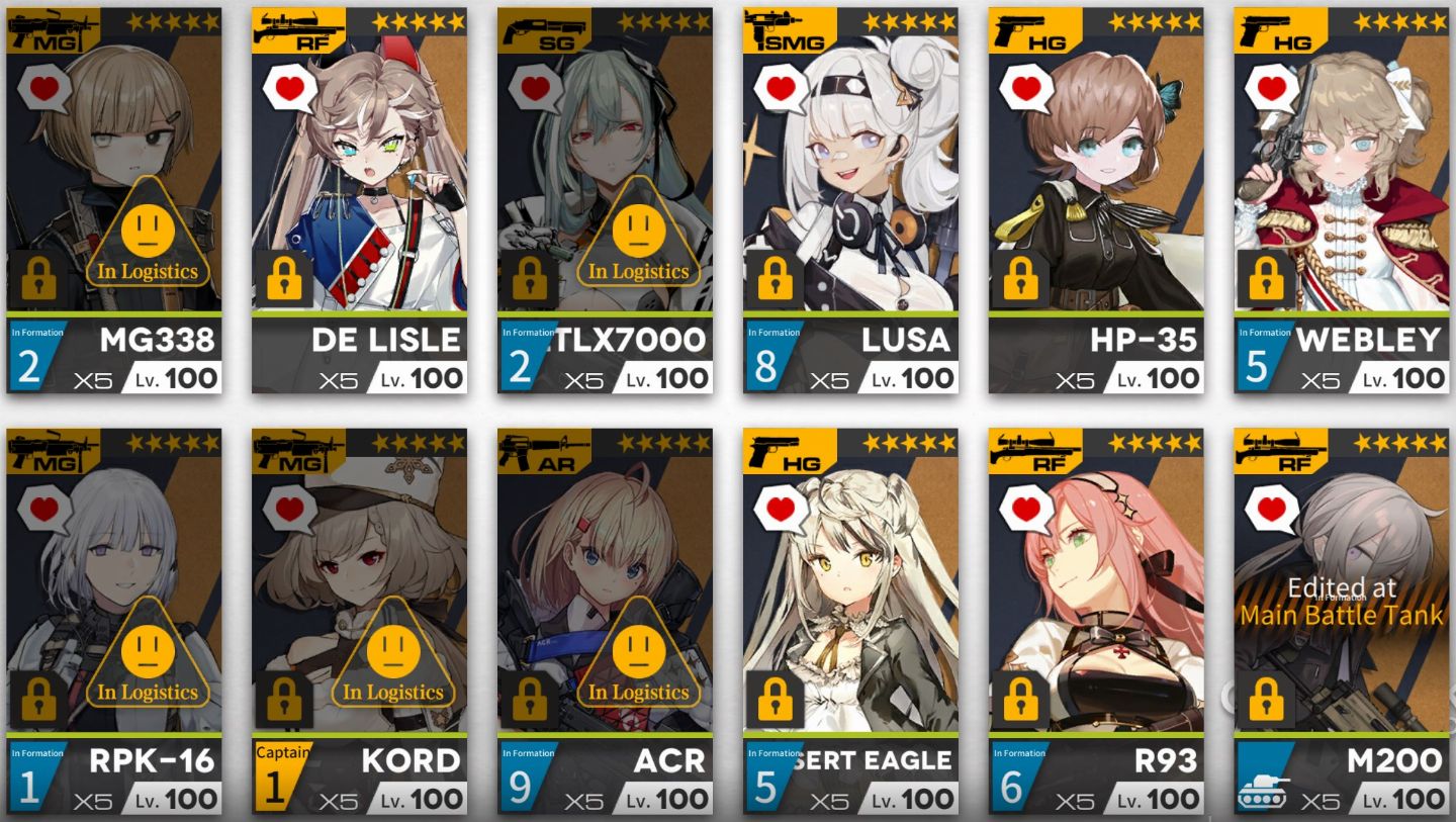 [GFL1] Girls Frontline Conta Nível 125 | 5 Collab | SF Bosses | HOC Max | Fairys