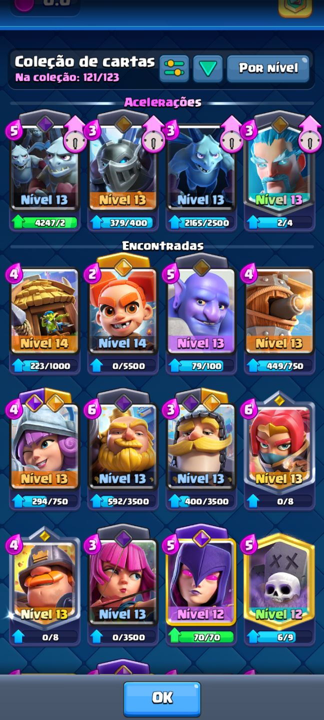 Conta de classe Royale Arena 20 + conta de nulls brwal com 100k de troféus