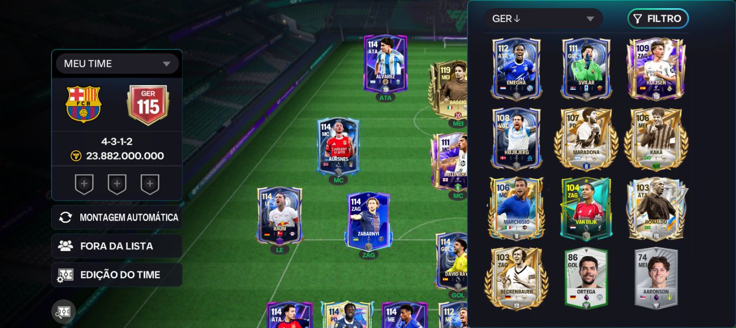 CONTA FC MOBILE GER 115 32K+ GEMAS com elenco forte pra começa