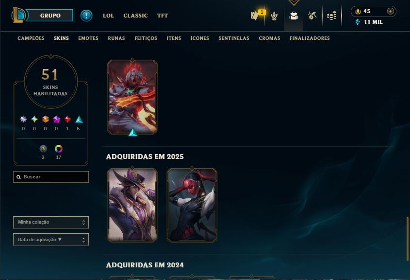 CONTA LOL DIAMANTE 3 - 59 SKINS - LV 79