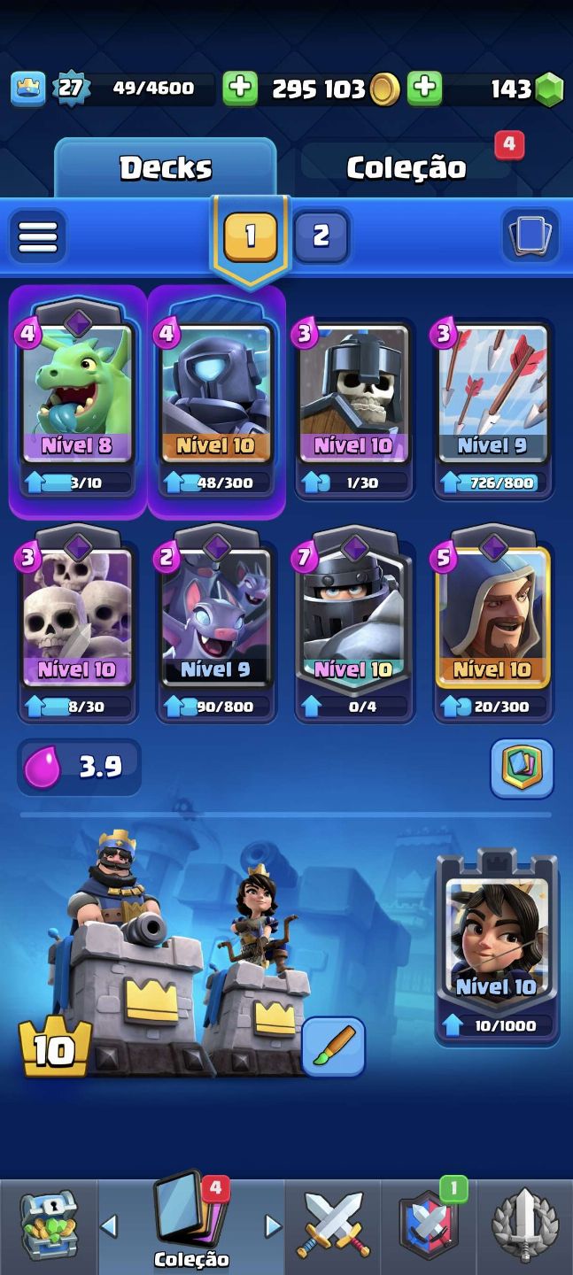 Conta Clash Royale 4200 | Mega Cavaleiro + Golem Nv10