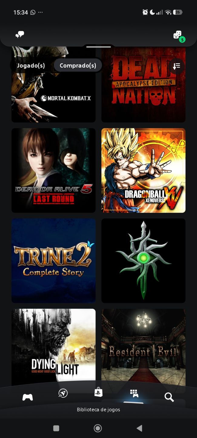 Minha conta com mais de 700 jogos e mais 598 platinas