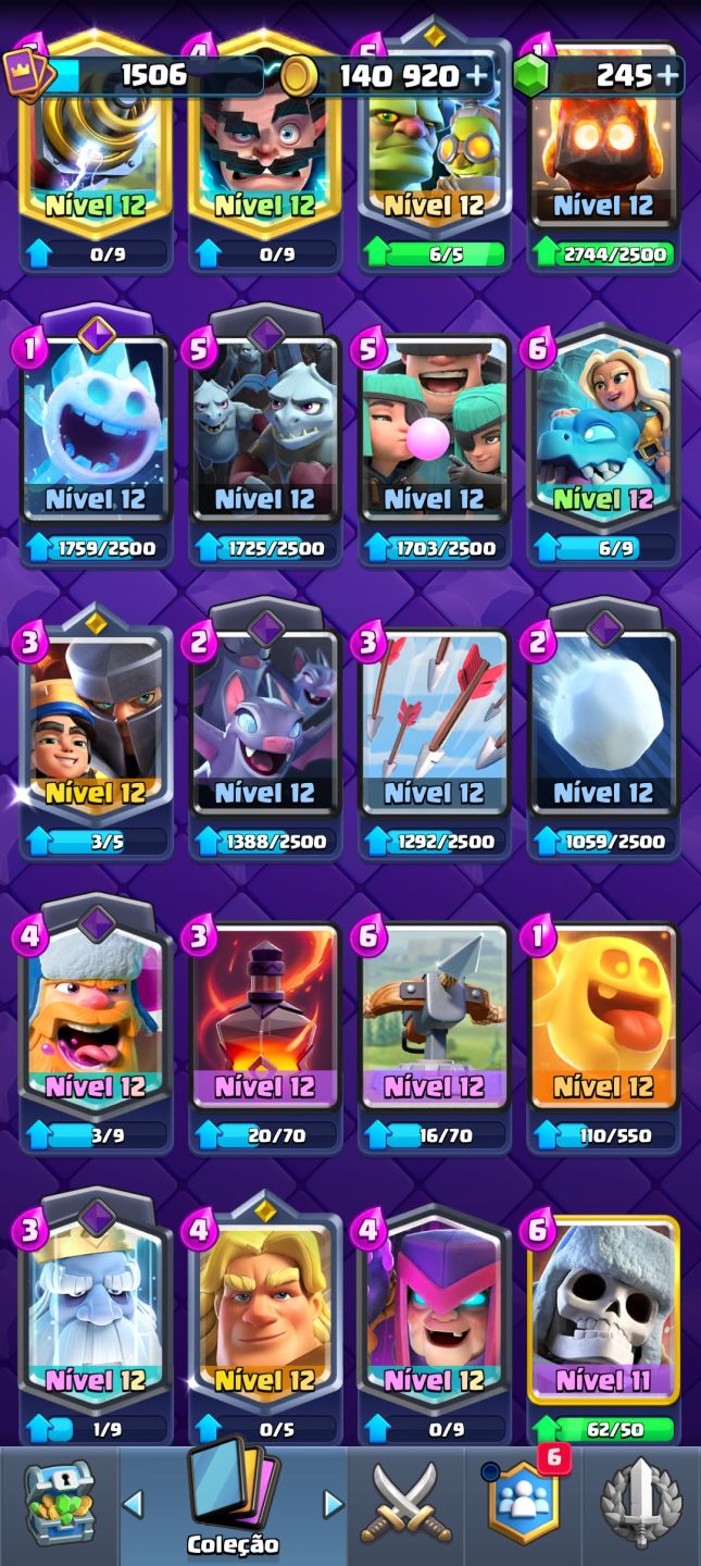 Conta Clash Royale 9320 Troféus/ 121/122 cartas/ Há algumas evolução e 2 heróis