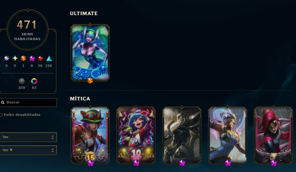 Conta lol esmeralda 2 , 471 skins com skins escolhidas na mão (negociável)