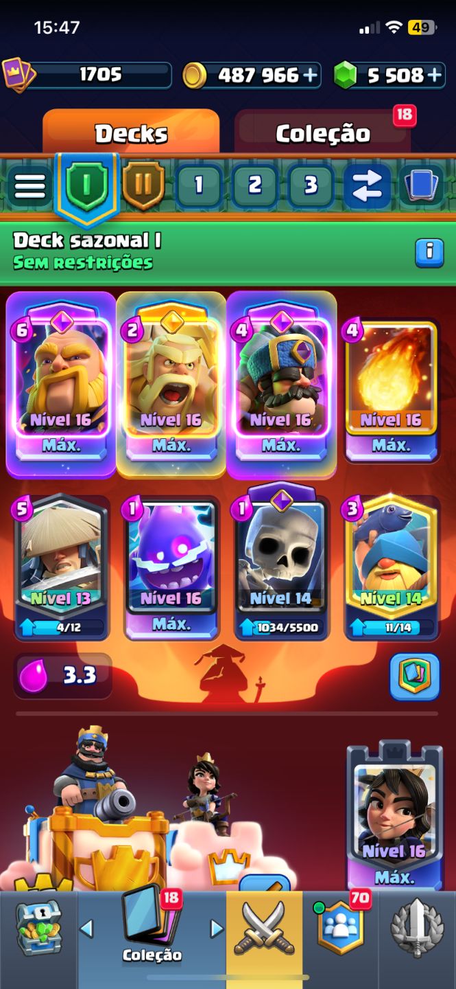 CONTA CLASH ROYALE 2018 SUPER RARA 6 CARTAS NÍVEL 16 + 1,5M DE OURO + 15K