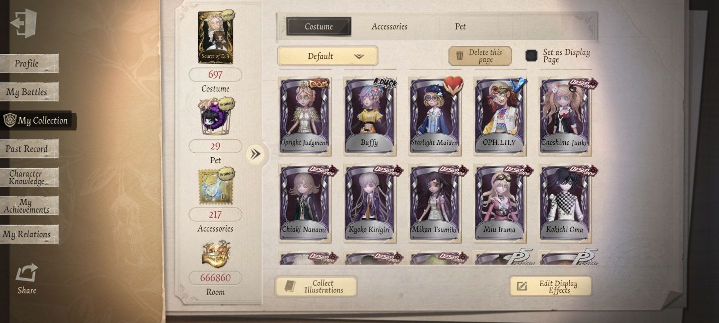Conta Identity V (NA/EU Android) - Limitados, Danganronpa, Persona, Misty Villa
