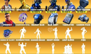 Conta Fortnite Emotes Raros Midas Gold Blue team leader, varios packs da psn