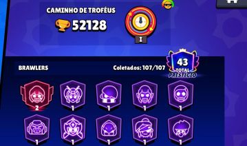 CONTA BRAWL STARS 52K TROFÉUS | 107/107 BRAWLERS (TODOS) | 10 LENDÁRIAS