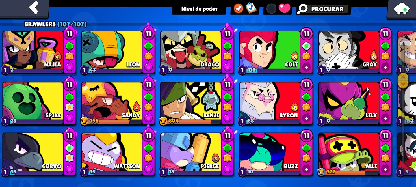 Conta de brawl Star muito upada