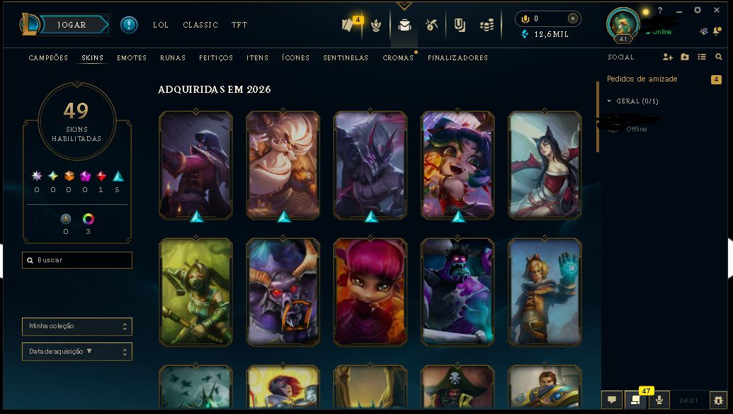 [Menor Preço] Lol Platina III + Skins | Conta Só Sua!