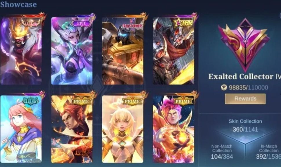 CONTA MOBILE LEGENDS LENDARY | 360 SKINS | 133 HERÓIS | LEGENDARY