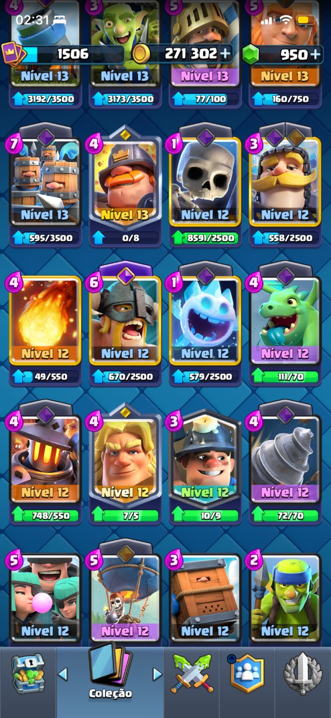 Conta Clash Royale 9 anos | 9.898 troféus | Arena 24 | Coleção avançada