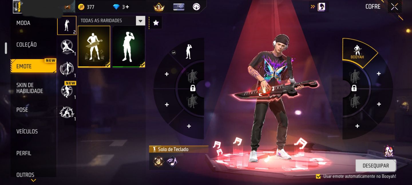 CONTA FF NIVEL 6 + 1 SKIN VIBE METAMORFOSE + 1 GELO ASAS DO REY + EMOTE RARO