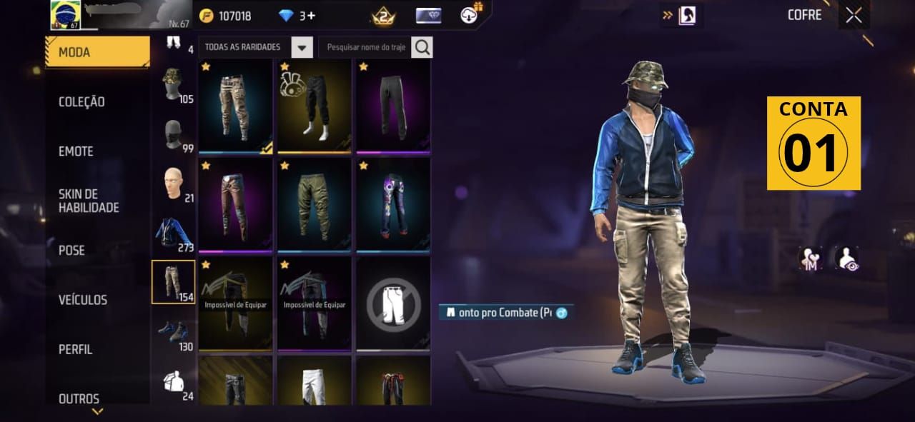 CONTAS FREE FIRE | GEMADAS + VÁRIOS CONJUNTOS E SKINS