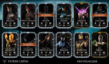 Conta de Mortal Kombat mobile diversos personagens diamante
