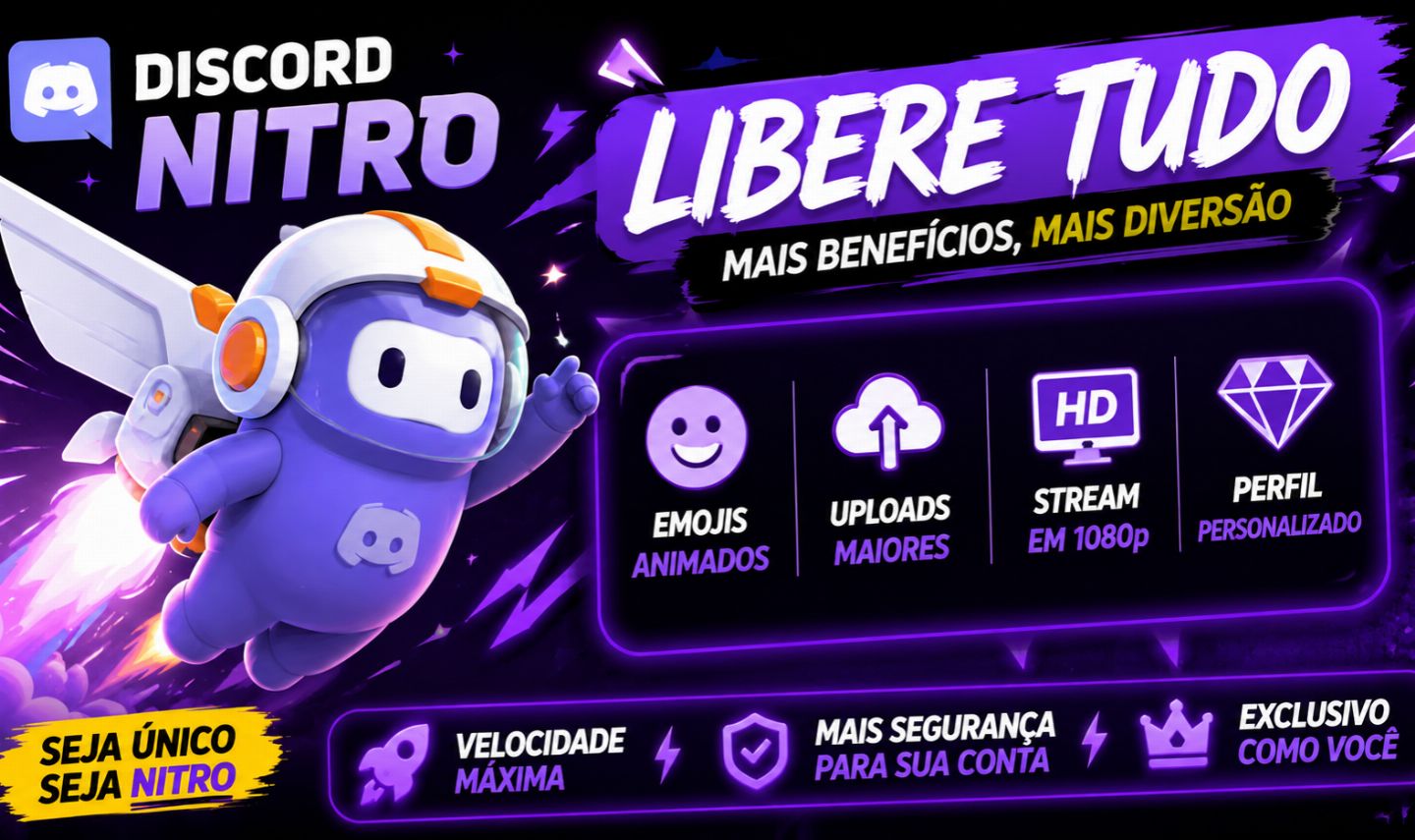 Nitro 1 MÊS Discord | ENTREGA AUTOMÁTICA | ULTIMAS UNIDADES!!
