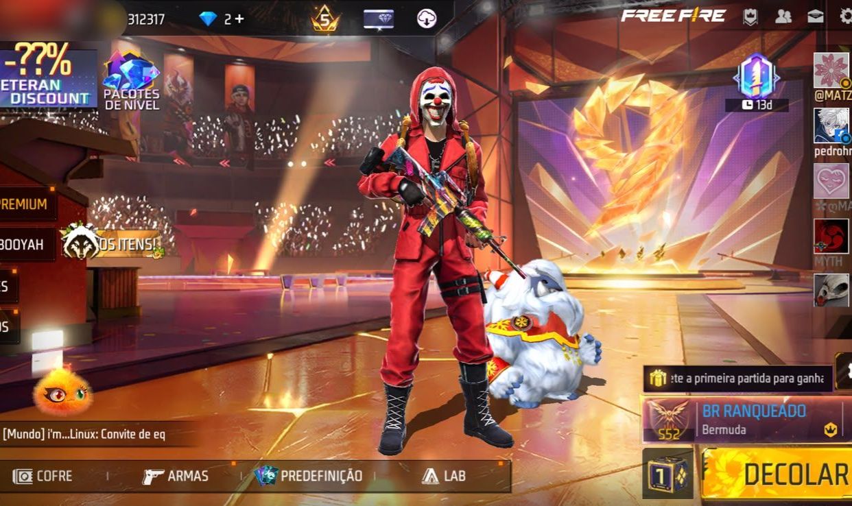 CONTA FF - TOP CRIMINAL VERMELHO, 2 DINOS, ANGELICAL AMARELA, CONTA ANTIGA