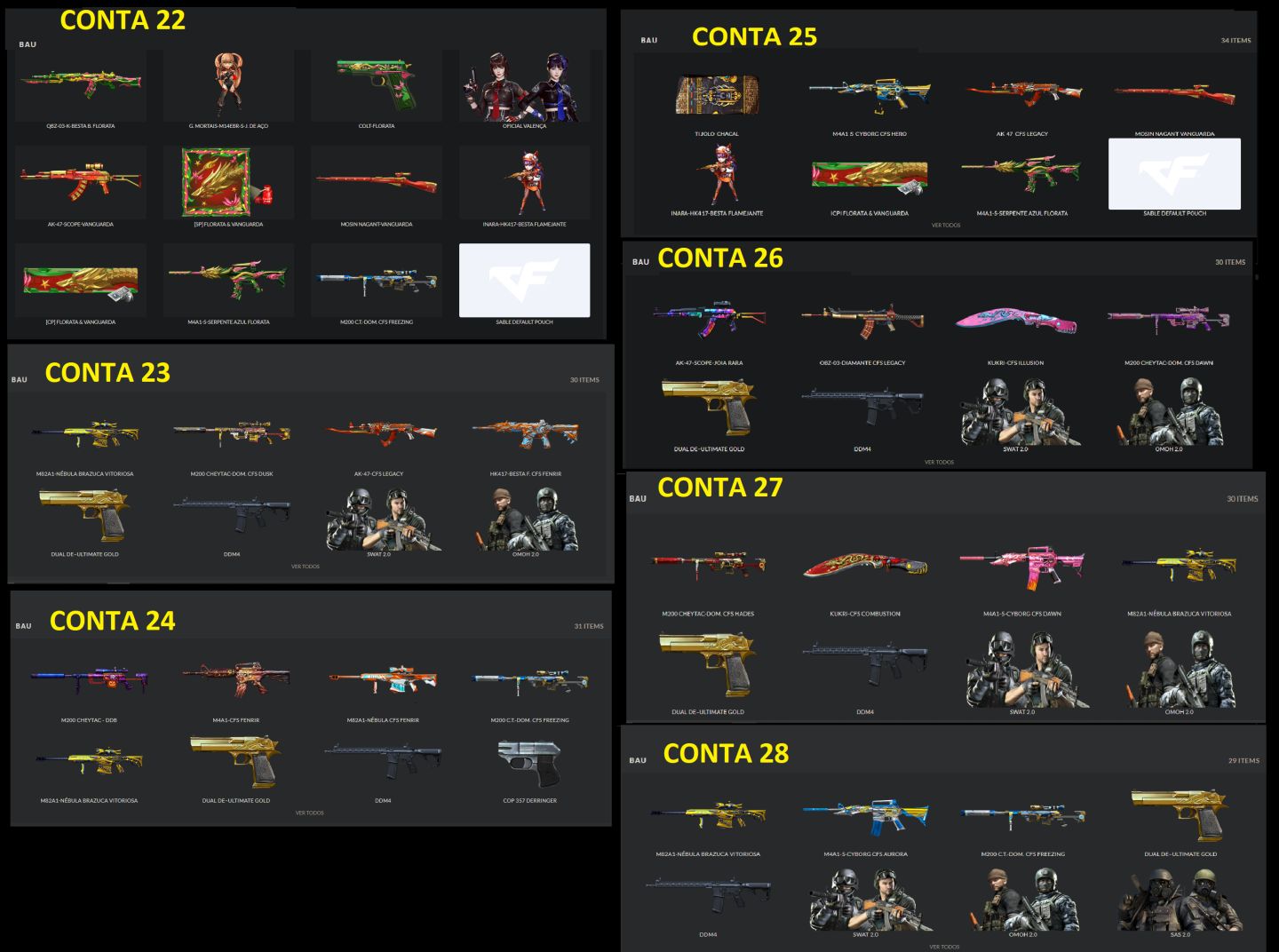 CONTAS CROSSFIRE VARIADAS ARMAS CFS ESCOLHA A SUA