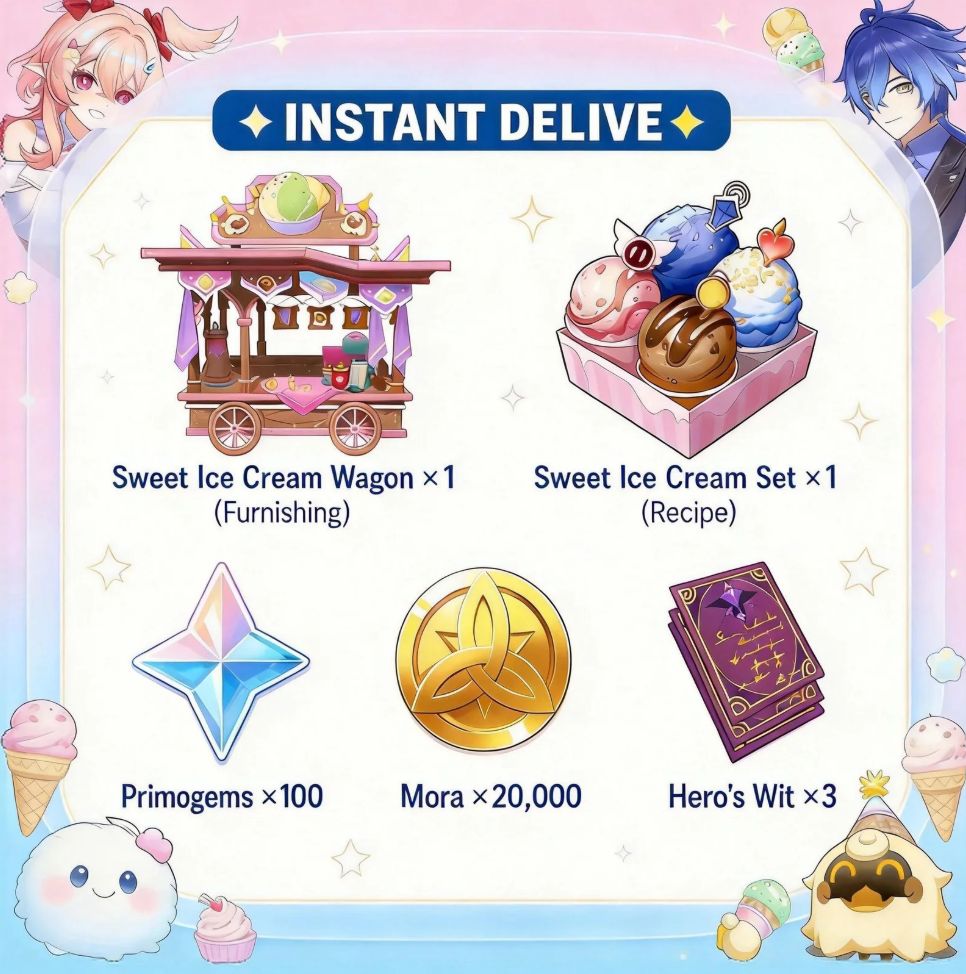 Genshin Impact x Baskin Robbins Japão Collab - Códigos GLOBAL