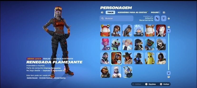 FORTNITE 90+ SKINS | RENEGADA FLAMEJANTE | FOICEBOL | MELLORETA | GARRA-GATO