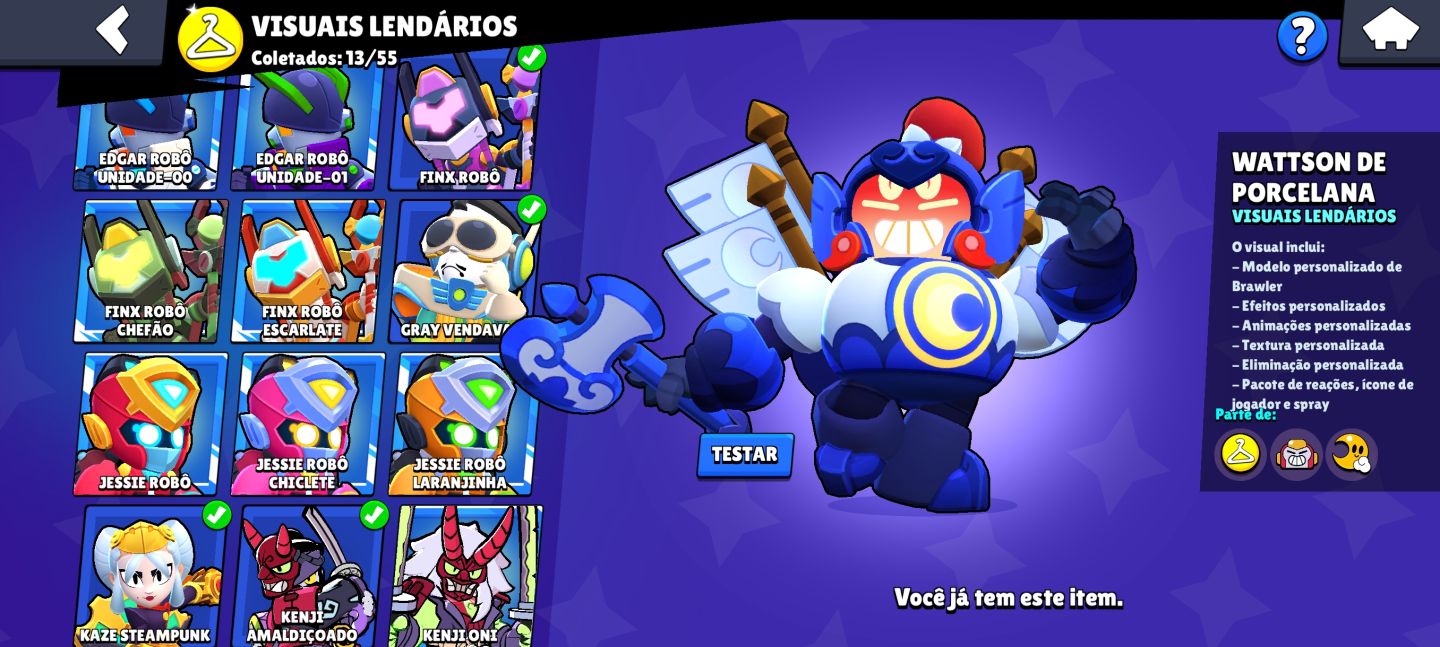Possui 103 brawlers, mais de 250 skins, 30 brawlers full, Full acesso!!