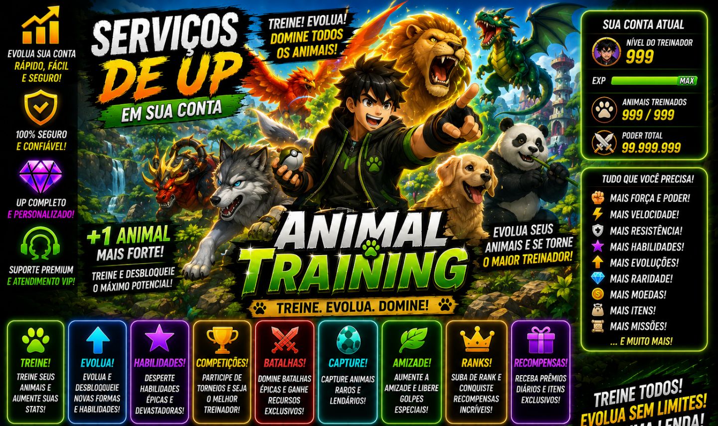 SERVIÇOS DE UP EM SUA CONTA ANIMAL TRAINING | ROBLOX