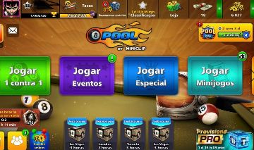 Conta de 8 ball Pool com 17 tacos lendários e level 152, mas sem fichas