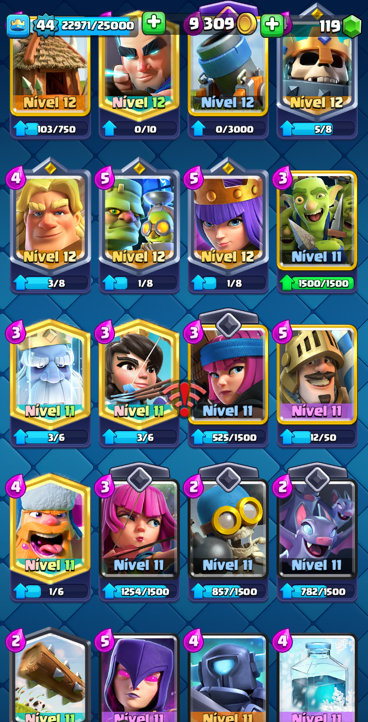 CONTA DE CLASH ROYAL FULL CARTAS, ALGUNS HERÓIS E EVOLUÇOES