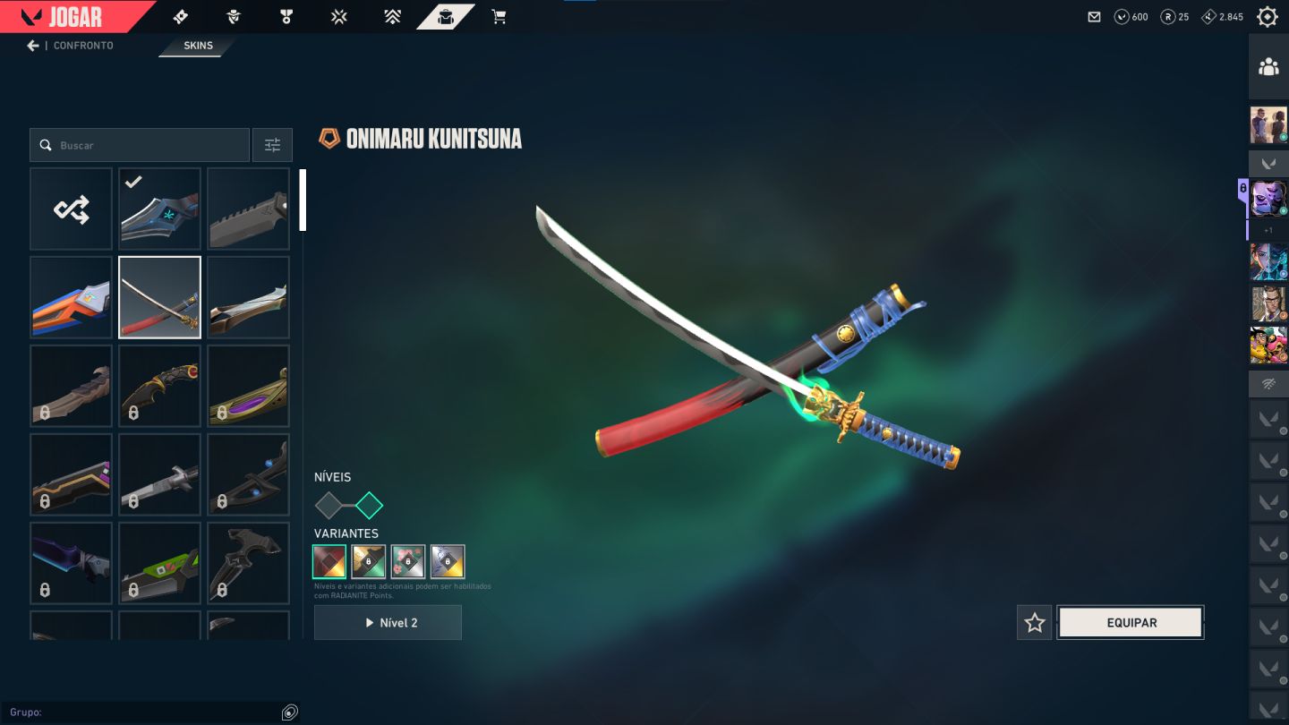 Conta Valorant Full Acesso 64 Skins, Faca Kuronami, Espada Oni e Muito Mais