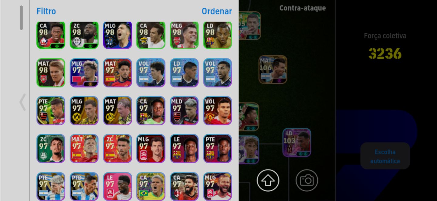 Conta Meta de Efootball Mobile com Messi 2021, Suarez, Cavani, Rivaldo e Mathaus