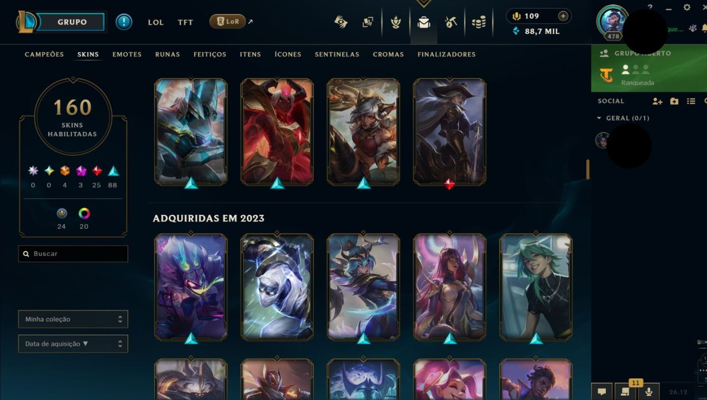CONTA LEAGUE OF LEGENDS COM 9 ANOS DE USO SKINS ESPECIAIS