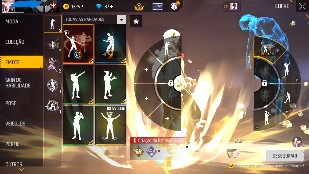 CONTA FREE FIRE MESTRE MODO RANK COM SKIN INOCENCIA E ECLIPSE E ENTRADA