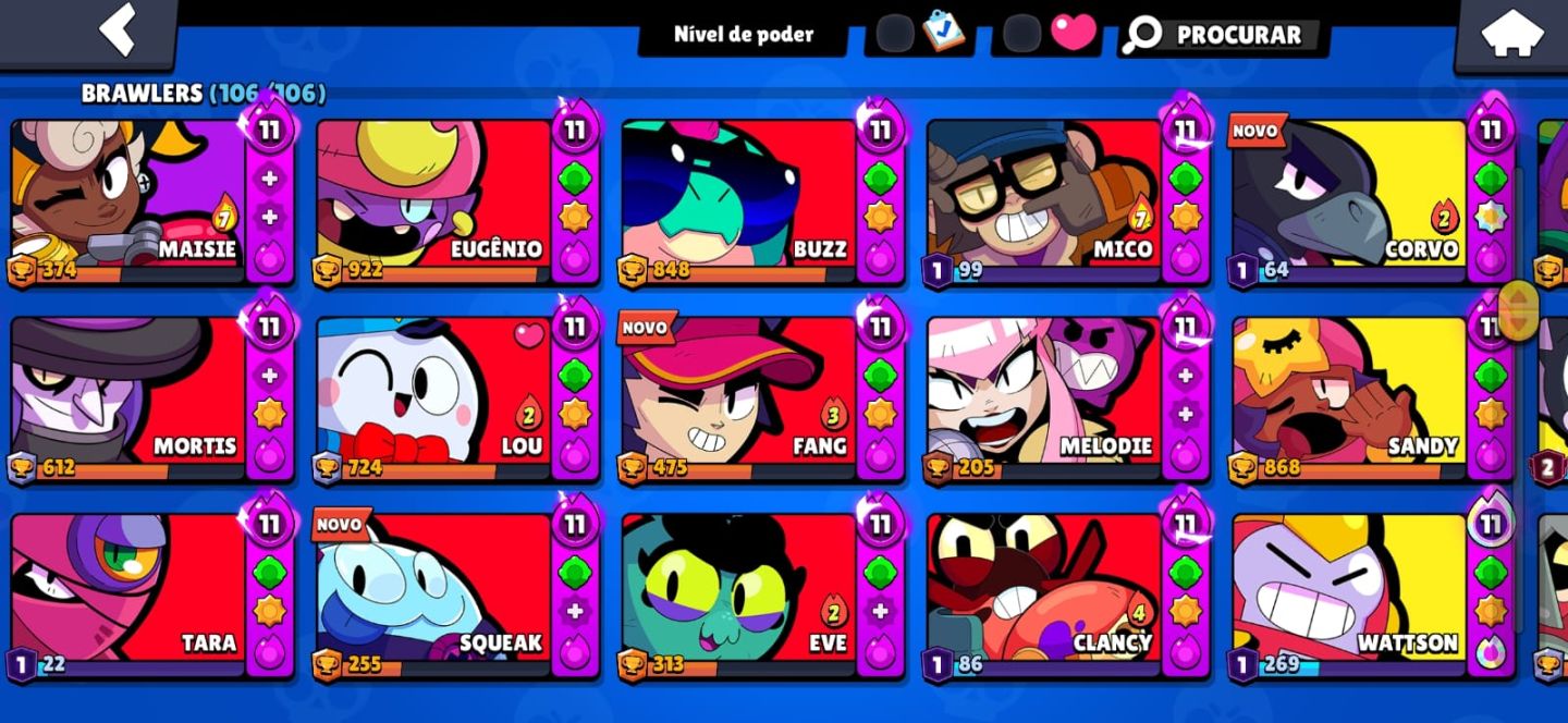 Conta Brawl Stars bem upada, Full Acesso 330+ Skins 106 Brawlers