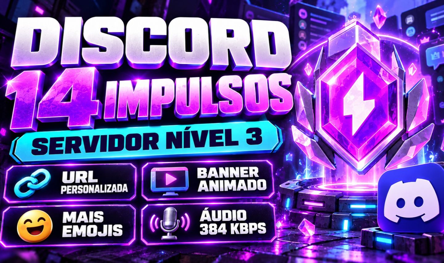 [ENTREGA AUTOMÁTICA] 14X IMPULSOS NO SEU SERVIDOR | DISCORD SERVER BOOST