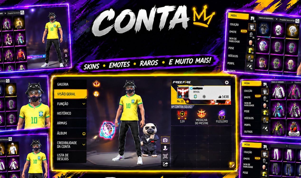 Conta Freefire (Passe do Sonho lapidado e muito mais)
