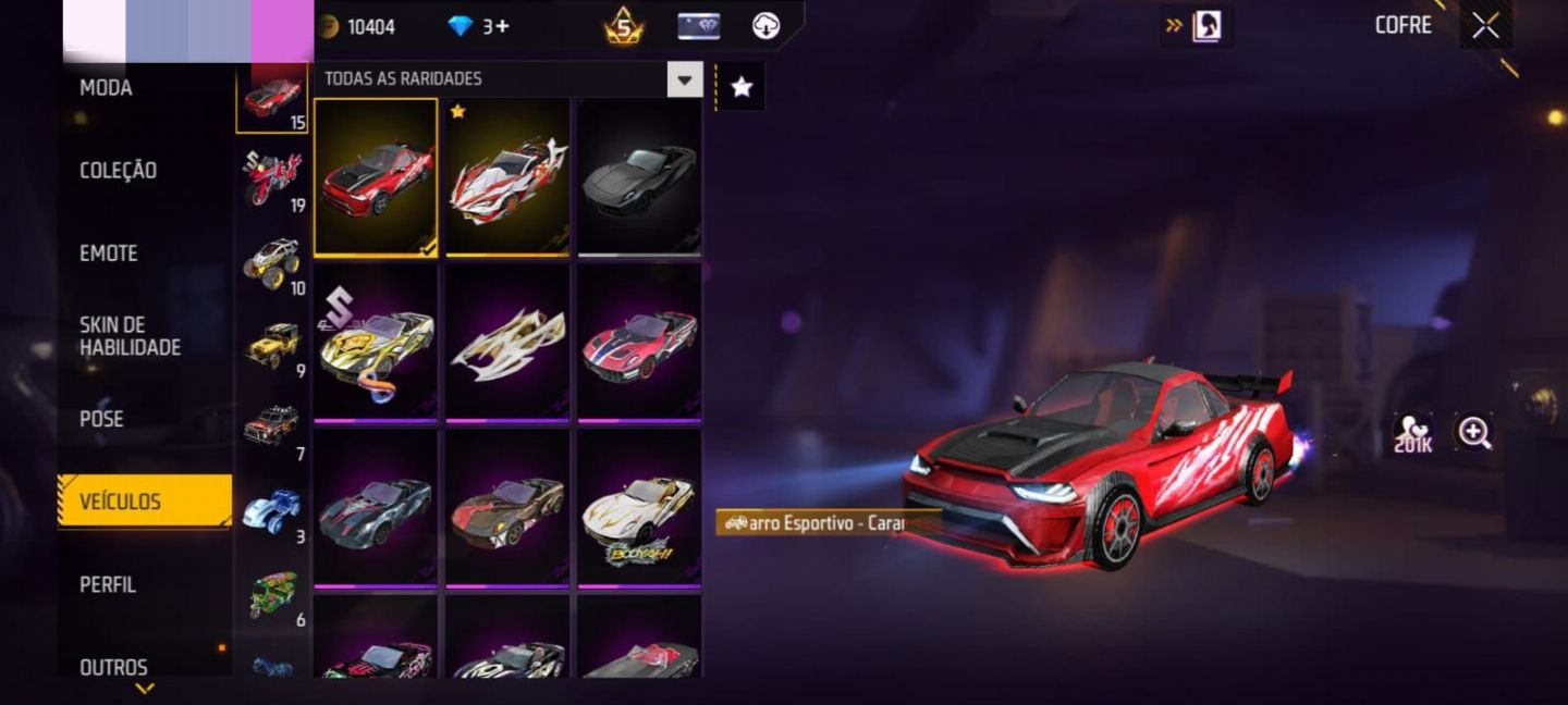 CONTA FREE FIRE PRIME 5 + 300 PEITORAIS + 200 CALÇAS PUNHO EVOLUTIVO MUITO MAIS