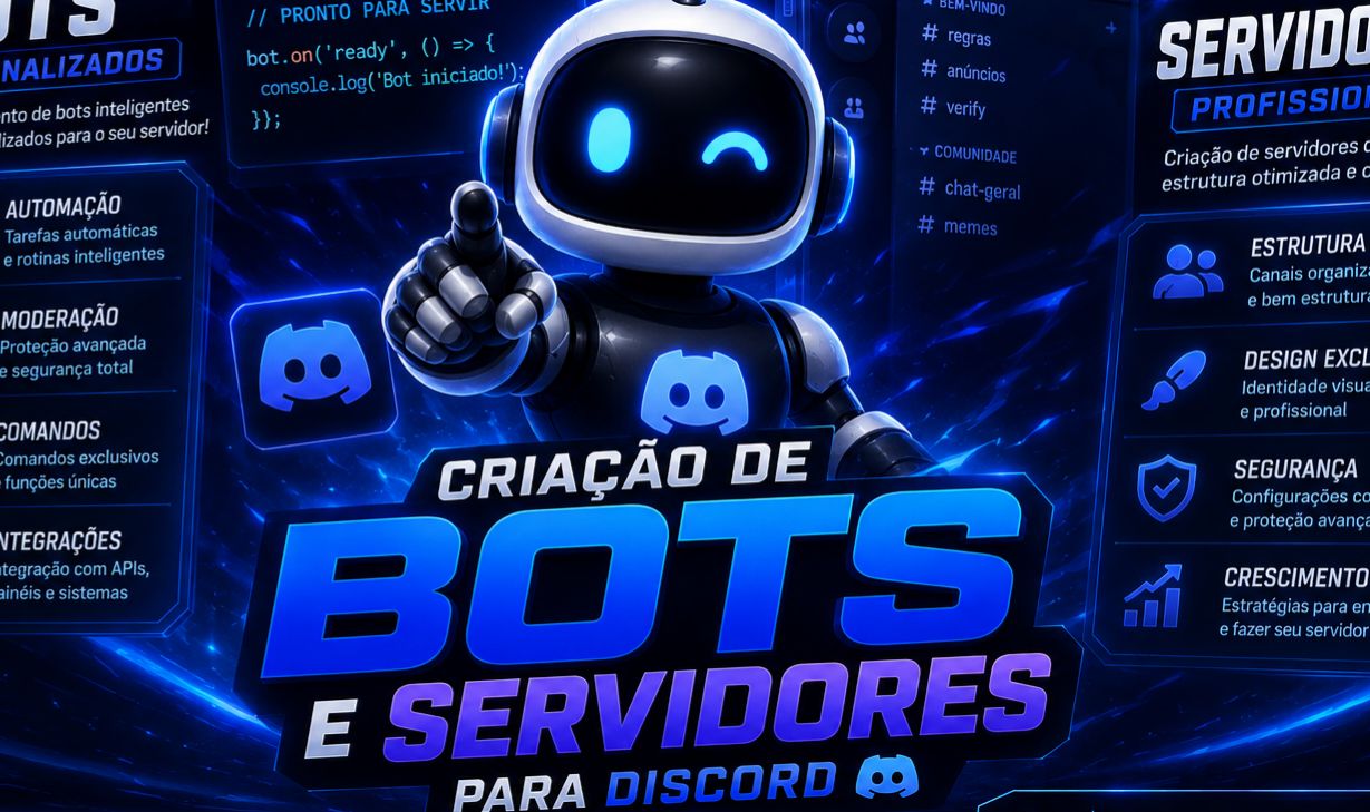 [PROMOÇÃO] CRIO BOT PARA DISCORD, E CRIO SEU SERVIDOR NO DISCORD !