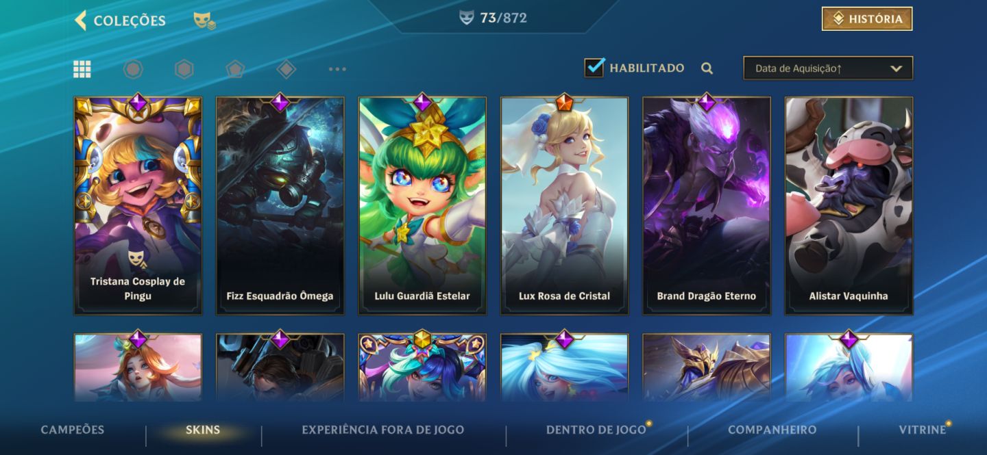 Conta main Lulu suporte e skins da lux Wild Rift