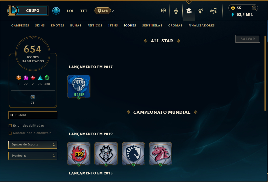 Conta League of Legends - 3 Emote Challenger e 802 Skins