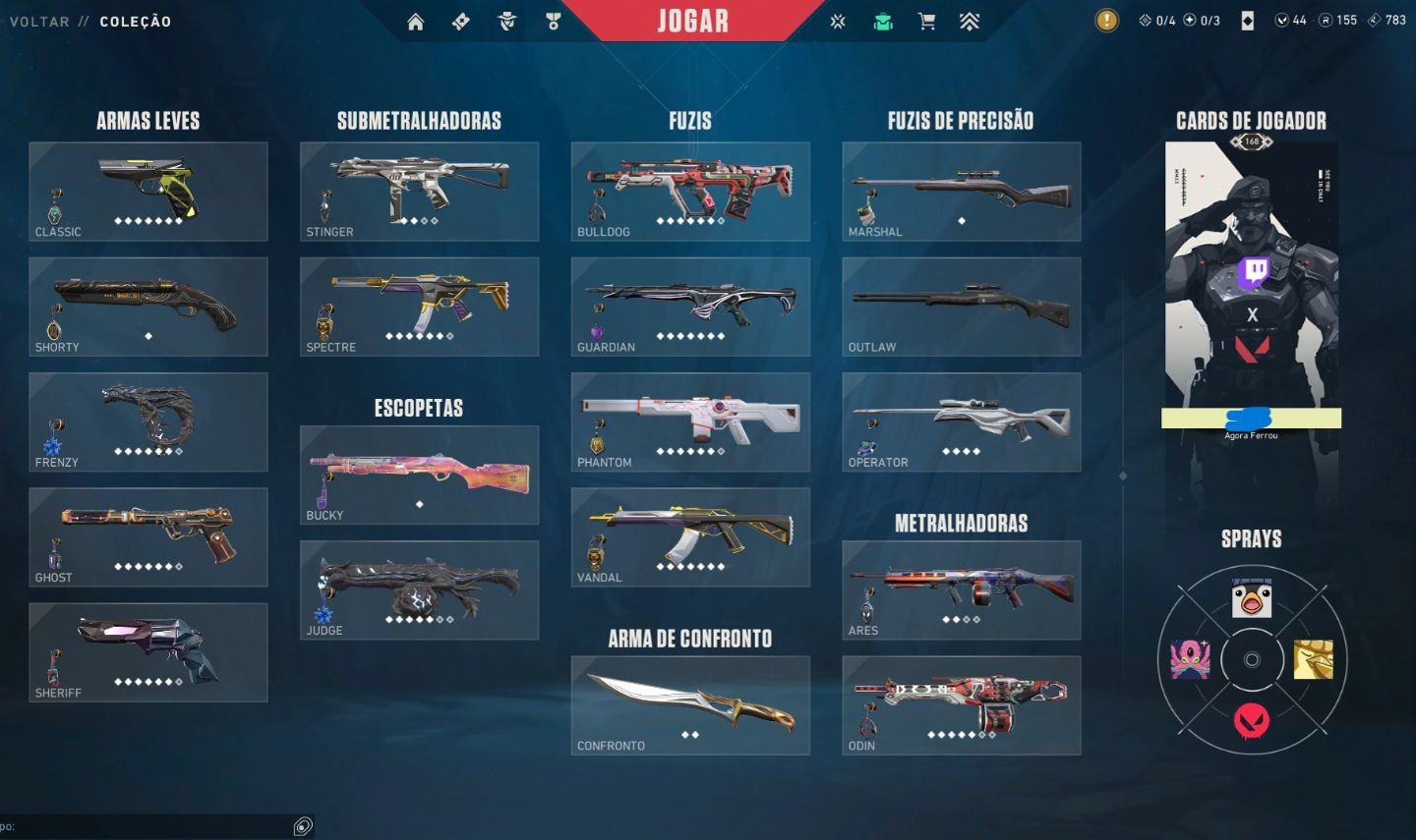 Valorant, Conta desde o Beta, recheada de skins, pacote ancifogo completo