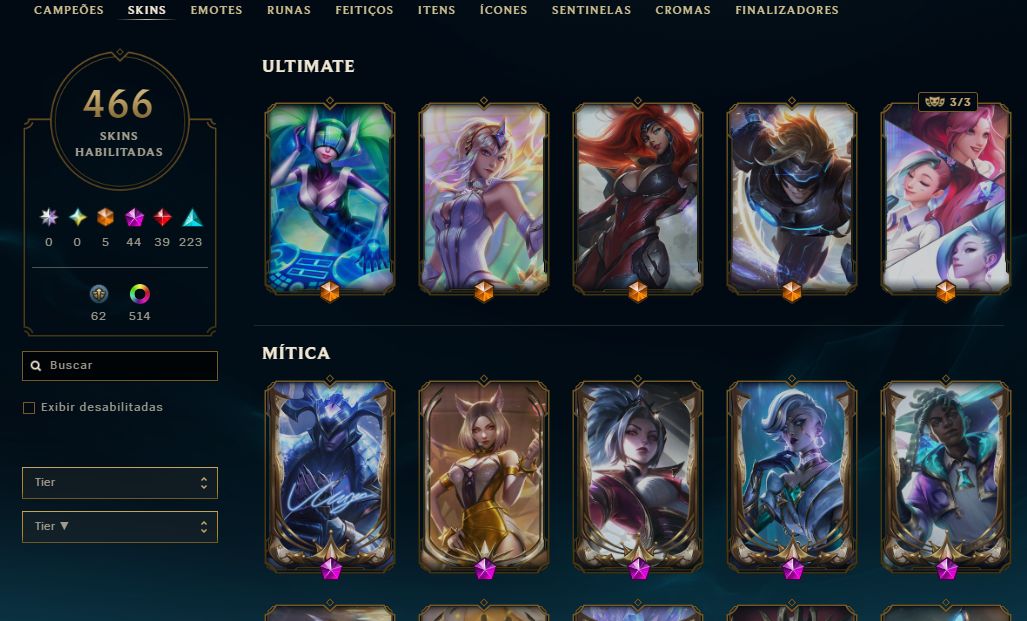 CONTA LOL LV 1016 | 466 SKINS | 407 EMOTES