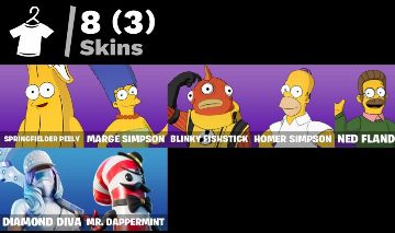 CONTA FORTNITE COM 8 SKINS, INCLUINDO : HOMER SIMPSON,MARGE SIMPSON,NED FLANDERS