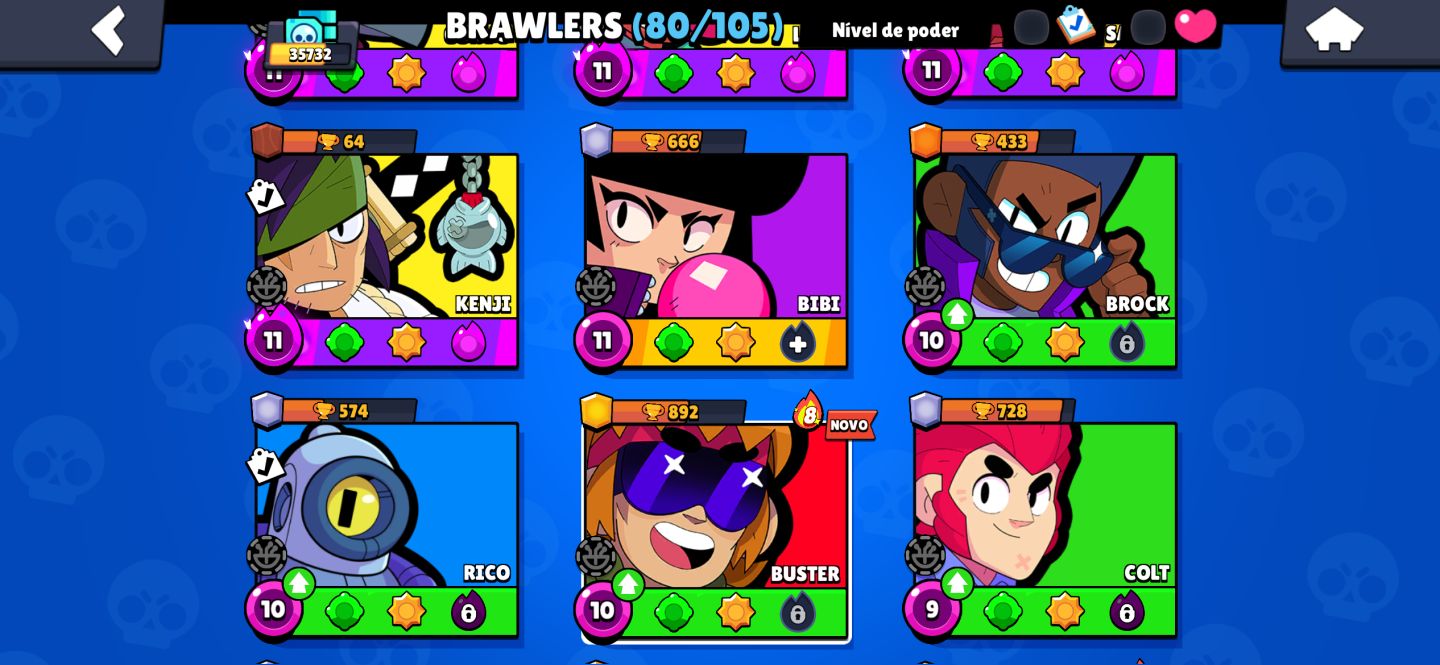 [CONTA DE BRAWL STARS 35K DE TROFÉUS 80 BRAWLERS | CONTA DE 2021 VÁRIOS PASSES ]
