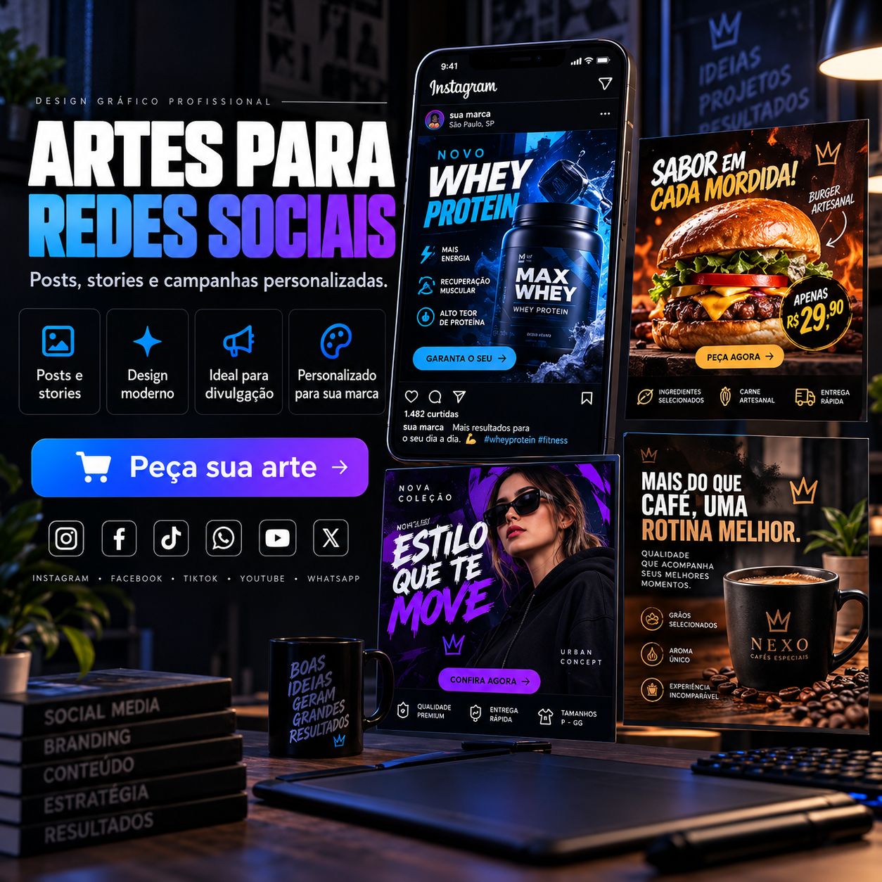 BANNERS, CAPAS, THUMBNAILS E ARTES PROFISSIONAIS | DESIGN PERSONALIZADO