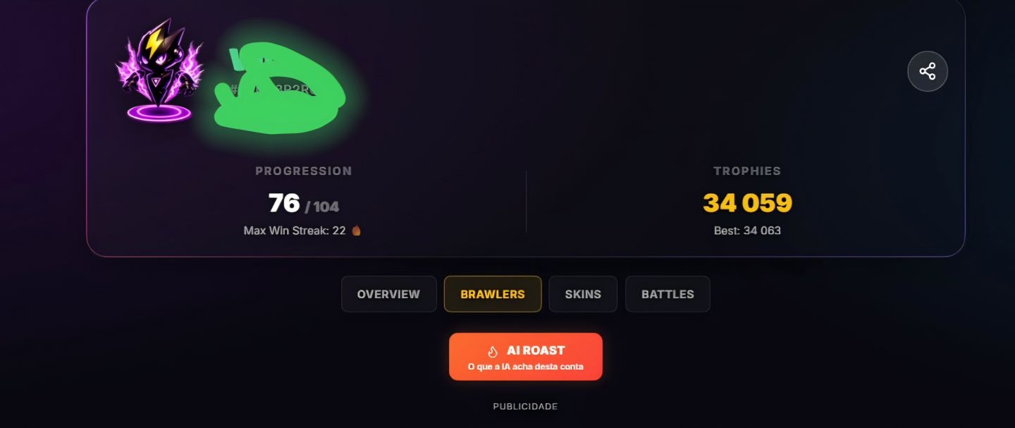 Conta Brawl Stars - 34k Troféus | 76 Brawlers | 256 Skins |