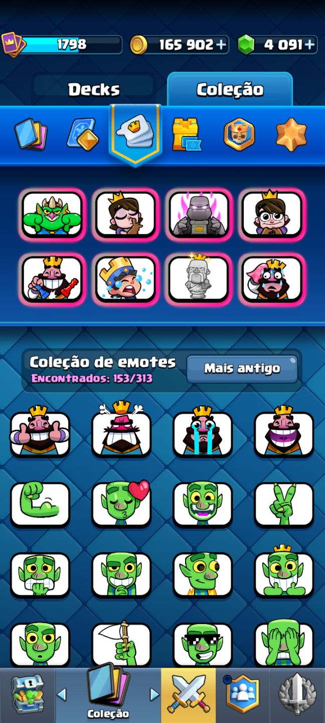 CONTA CLASH ROYALE COMPLETA |CARTAS FULL|153 EMOTES|18 EVOLUÇÕES|10.835 TROFÉUS