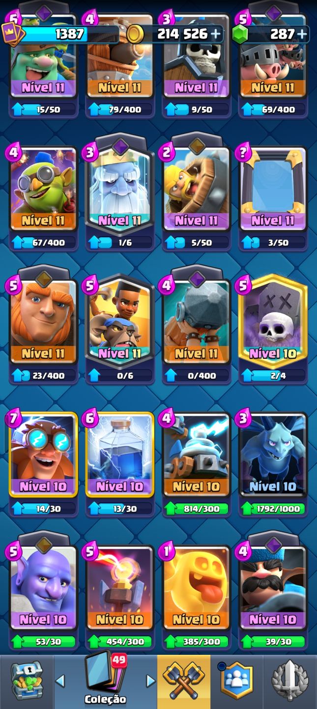 CONTA CLASH ROYALE 8,5K TROFÉUS/ ARENA 22/ DECK LVL 14+ / 5 EVOLUÇÕES