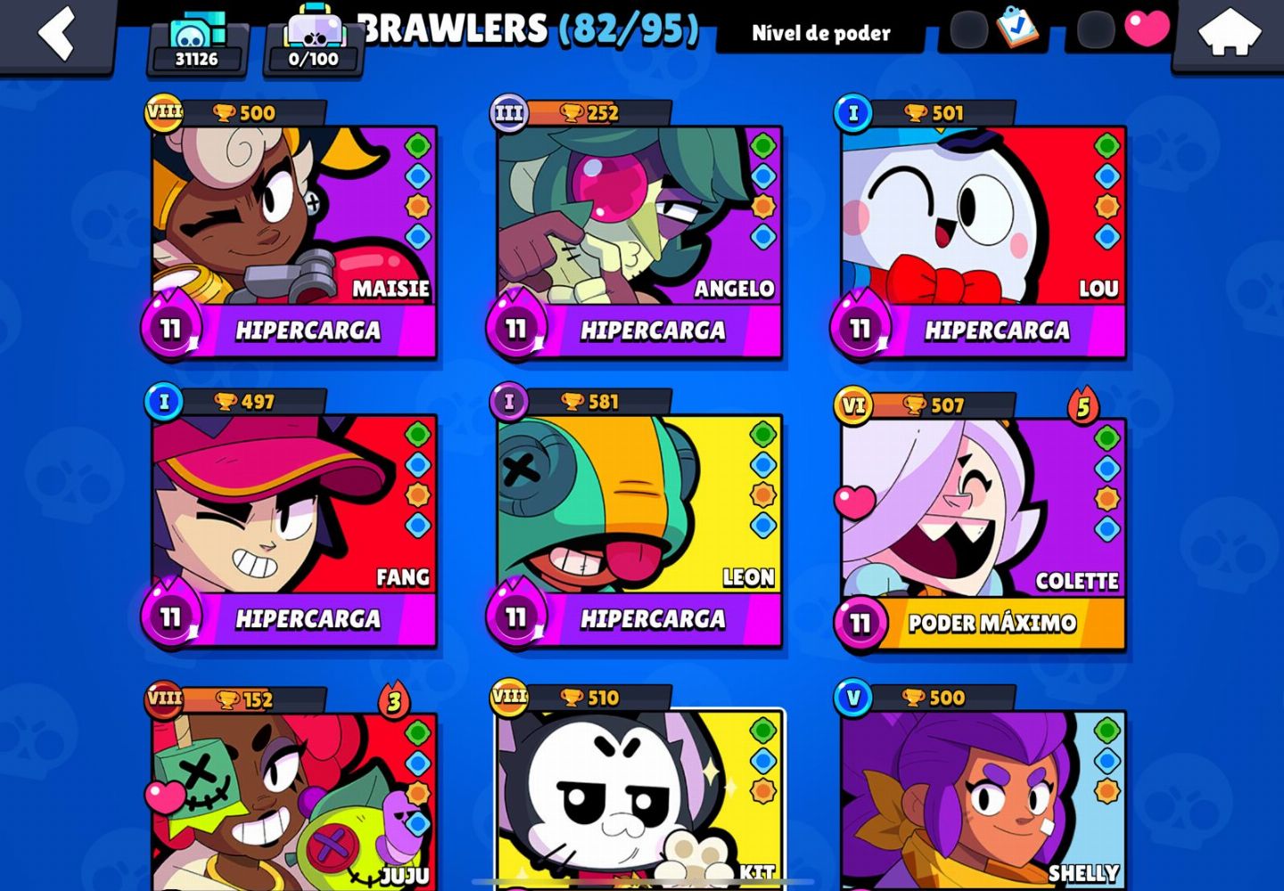 Conta Rara brawl stars 31k de troféus e 2 brawl pass plus (antigos).
