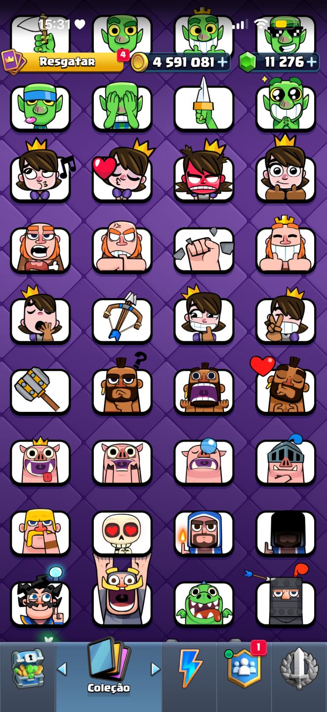 CONTA CLASH ROYALE FULL, 256+ EMOTES RARÍSSIMOS, 50 SKINS DE TORRE